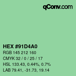 颜色代码: HEX #91D4A0 | qconv.com