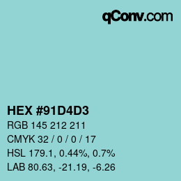 Color code: HEX #91D4D3 | qconv.com