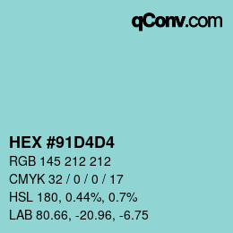 カラーコード: HEX #91D4D4 | qconv.com