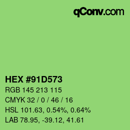 颜色代码: HEX #91D573 | qconv.com