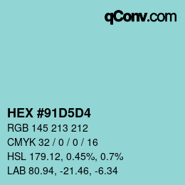 Color code: HEX #91D5D4 | qconv.com