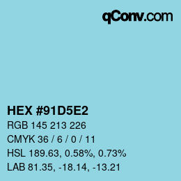 カラーコード: HEX #91D5E2 | qconv.com