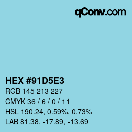 カラーコード: HEX #91D5E3 | qconv.com