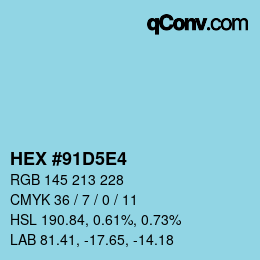 颜色代码: HEX #91D5E4 | qconv.com