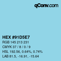 カラーコード: HEX #91D5E7 | qconv.com
