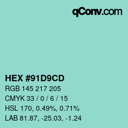 Código de color: HEX #91D9CD | qconv.com