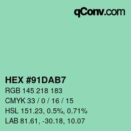 カラーコード: HEX #91DAB7 | qconv.com