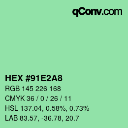 カラーコード: HEX #91E2A8 | qconv.com