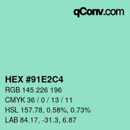 Color code: HEX #91E2C4 | qconv.com