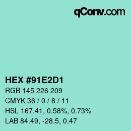 Color code: HEX #91E2D1 | qconv.com