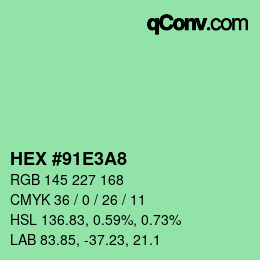 颜色代码: HEX #91E3A8 | qconv.com