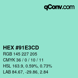 Código de color: HEX #91E3CD | qconv.com