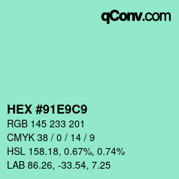 Código de color: HEX #91E9C9 | qconv.com