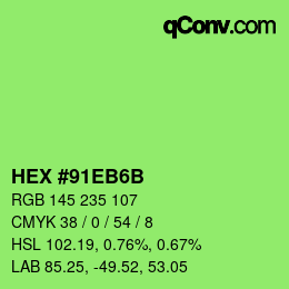 颜色代码: HEX #91EB6B | qconv.com