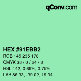 カラーコード: HEX #91EBB2 | qconv.com