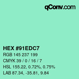Color code: HEX #91EDC7 | qconv.com
