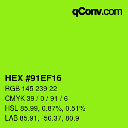 颜色代码: HEX #91EF16 | qconv.com
