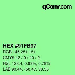 Color code: HEX #91FB97 | qconv.com