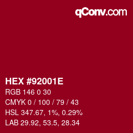 Color code: HEX #92001E | qconv.com