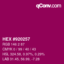 颜色代码: HEX #920257 | qconv.com