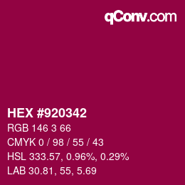 カラーコード: HEX #920342 | qconv.com