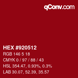 Color code: HEX #920512 | qconv.com