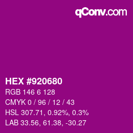 Color code: HEX #920680 | qconv.com