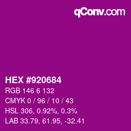 Farbcode: HEX #920684 | qconv.com