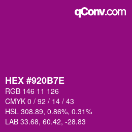 Color code: HEX #920B7E | qconv.com