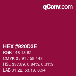 Color code: HEX #920D3E | qconv.com