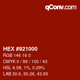 カラーコード: HEX #921000 | qconv.com