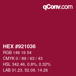 Color code: HEX #921036 | qconv.com