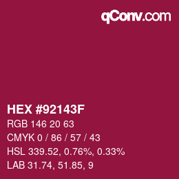 颜色代码: HEX #92143F | qconv.com