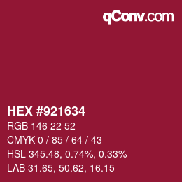 カラーコード: HEX #921634 | qconv.com