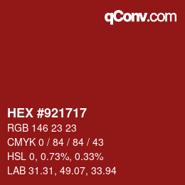 Color code: HEX #921717 | qconv.com