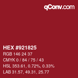 カラーコード: HEX #921825 | qconv.com