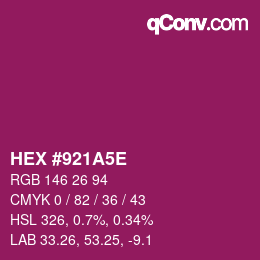 Color code: HEX #921A5E | qconv.com