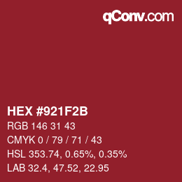 Color code: HEX #921F2B | qconv.com