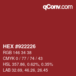 Color code: HEX #922226 | qconv.com