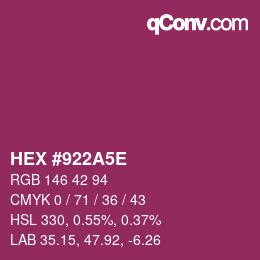 Color code: HEX #922A5E | qconv.com