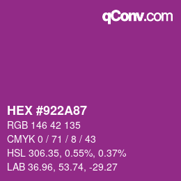 Color code: HEX #922A87 | qconv.com