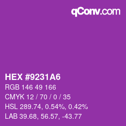 カラーコード: HEX #9231A6 | qconv.com
