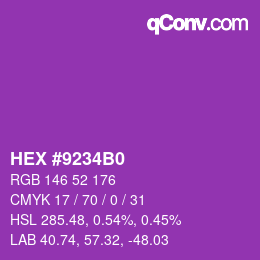 颜色代码: HEX #9234B0 | qconv.com