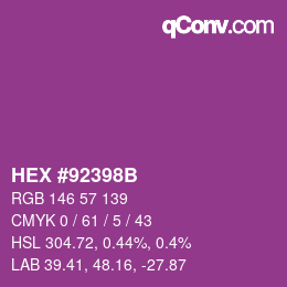 Color code: HEX #92398B | qconv.com