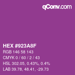 颜色代码: HEX #923A8F | qconv.com