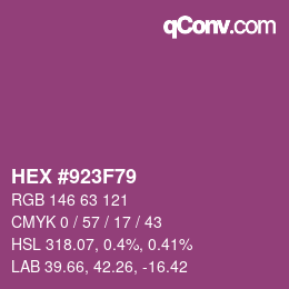 颜色代码: HEX #923F79 | qconv.com