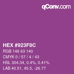 Color code: HEX #923F8C | qconv.com