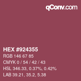 カラーコード: HEX #924355 | qconv.com