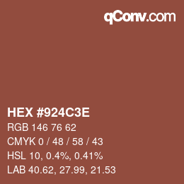 Color code: HEX #924C3E | qconv.com