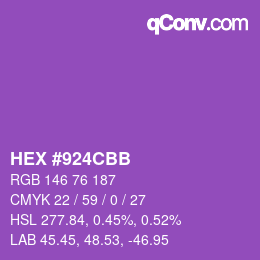 カラーコード: HEX #924CBB | qconv.com